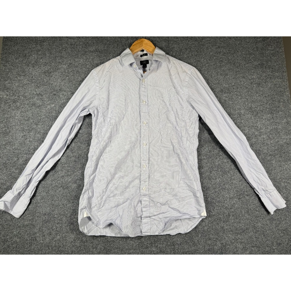 J.CREW Ludlow 120's 2-Ply Shirt Mens M White Blue Pinstriped Collared Button-Up
